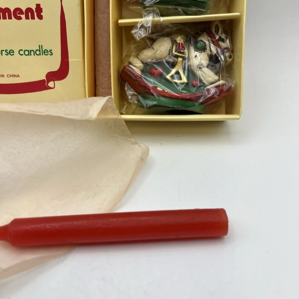 Vintage Holiday Memories Collector Ornament  Rocking Horse Candle Holders NIB